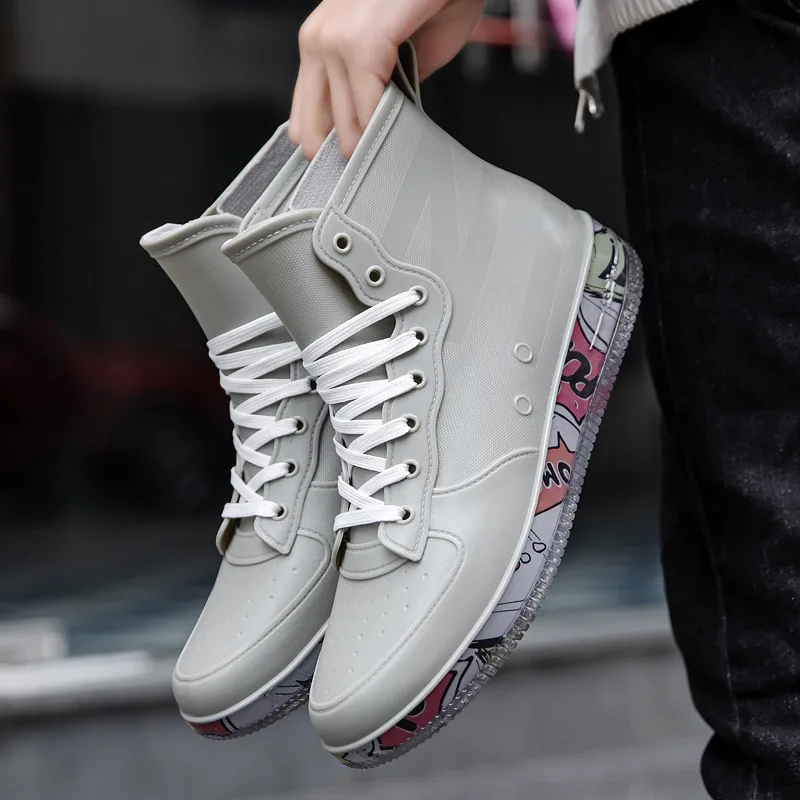 Fishing Boots - Męskie buty przeciwdeszczowe modne buty Nude