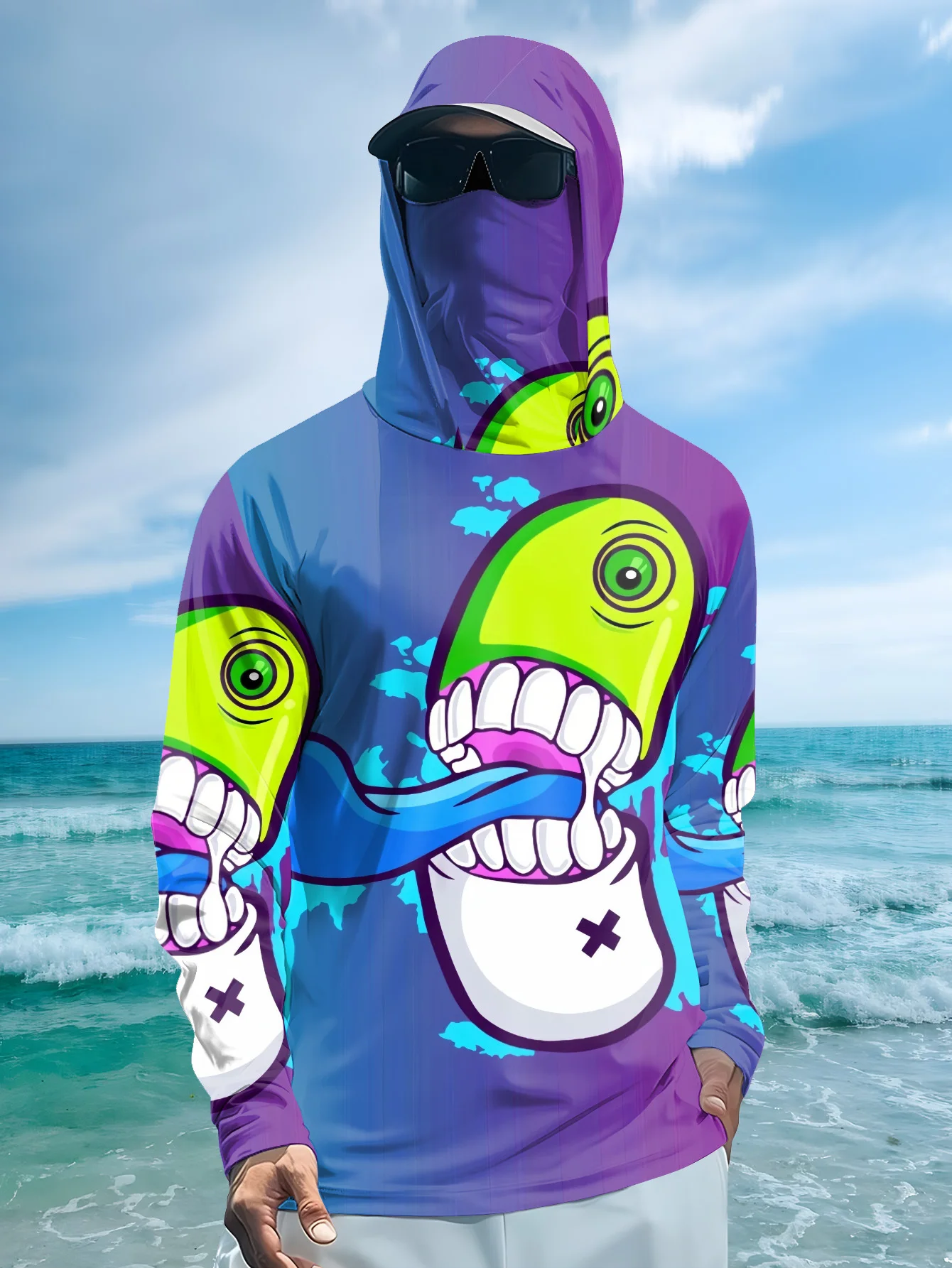 Męska bluza z kapturem z motyw – Fishing Mask Sun Protection recenzja i cena